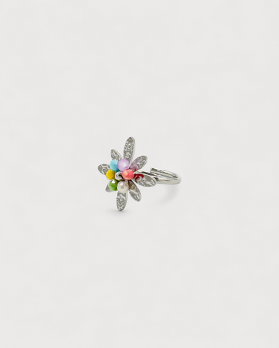 Bunte Blume - Ring - Edelstahl - verstellbar