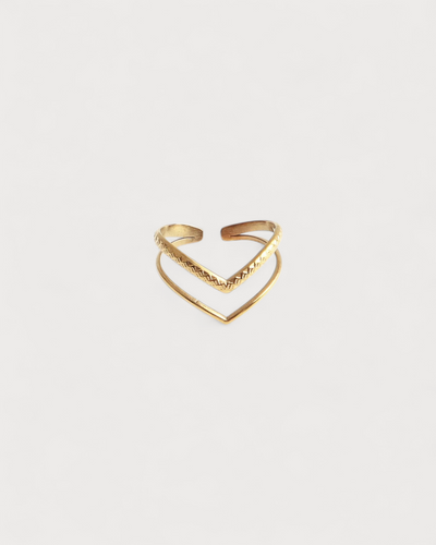 Double Wave - Ring - Edelstahl - verstellbar
