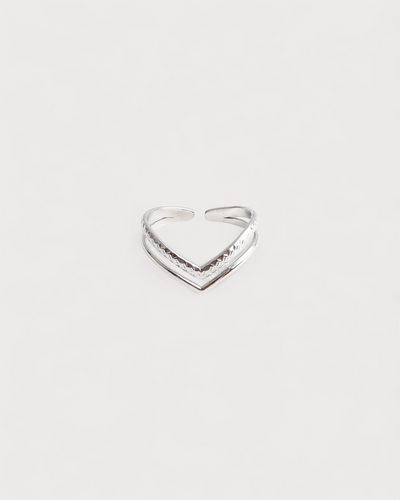Double Wave - Ring - Edelstahl - verstellbar