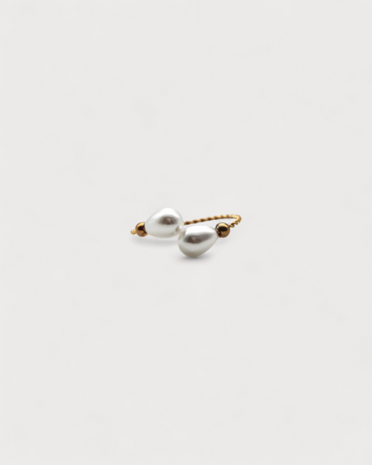 2 Pearls - Ring - Edelstahl - verstellbar