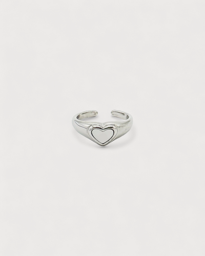 Perlenherz - Ring - Edelstahl - Verstellbar