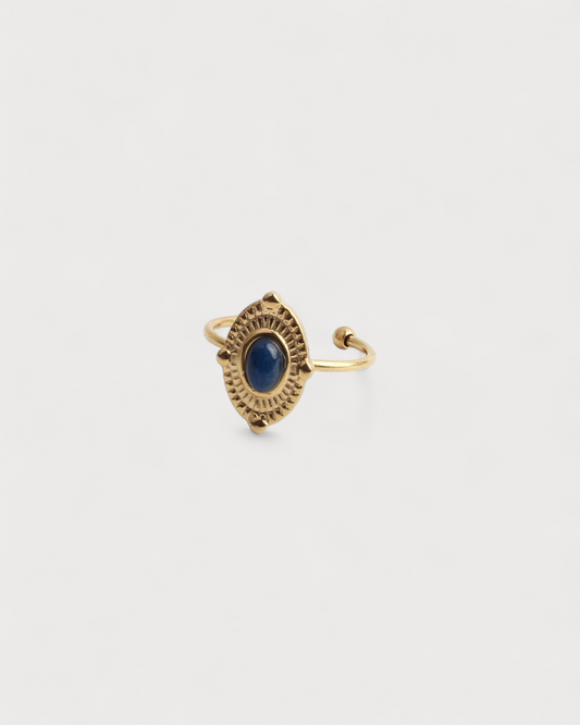 Livia - Ring - Naturstein - Edelstahl - Verstellbar