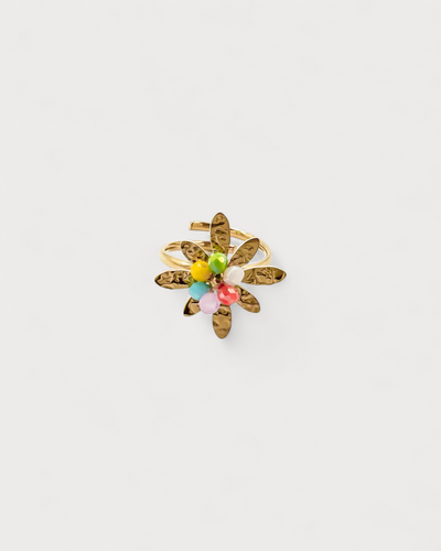 Bunte Blume - Ring - Edelstahl - verstellbar