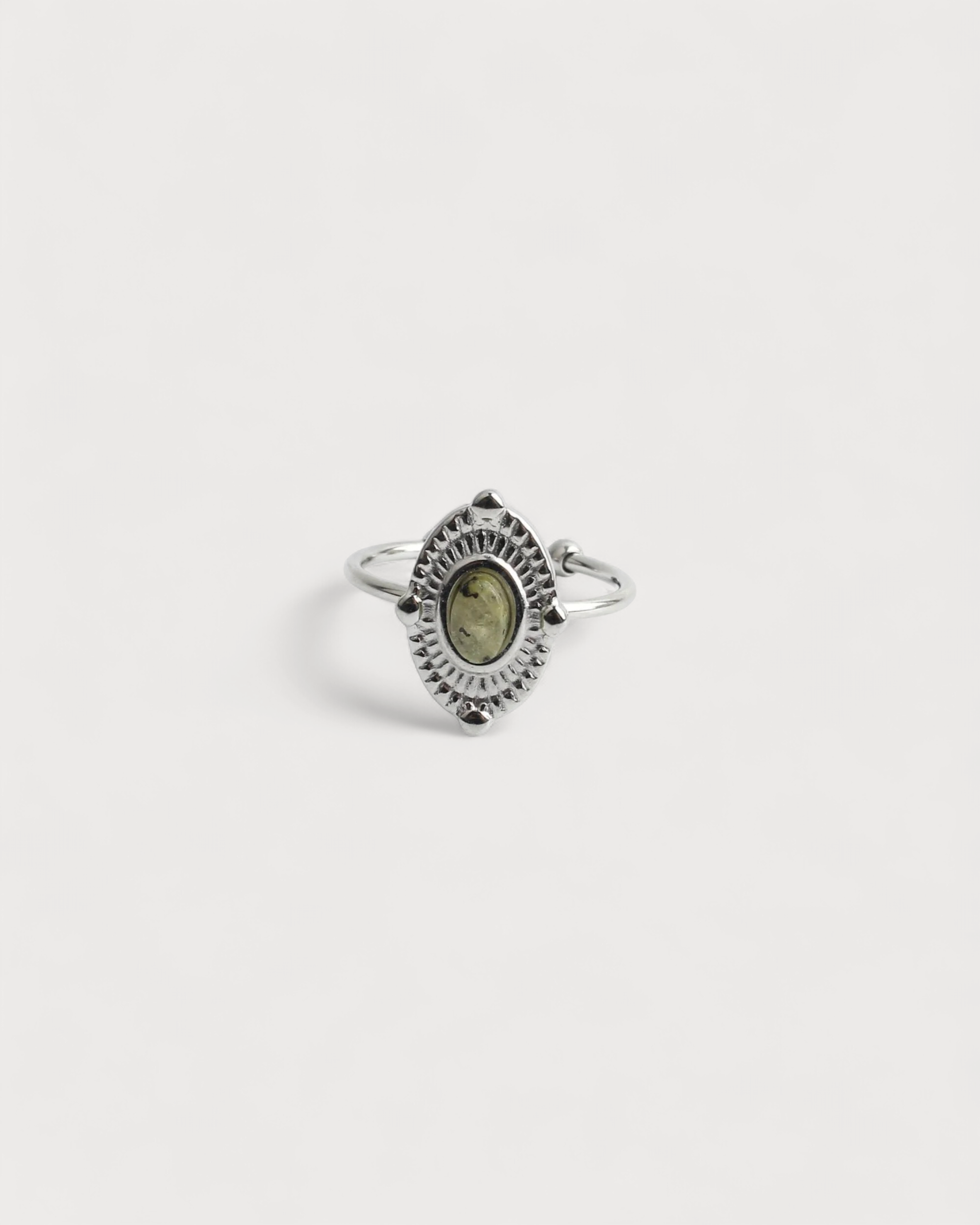 Livia - Ring - Naturstein - Edelstahl - Verstellbar