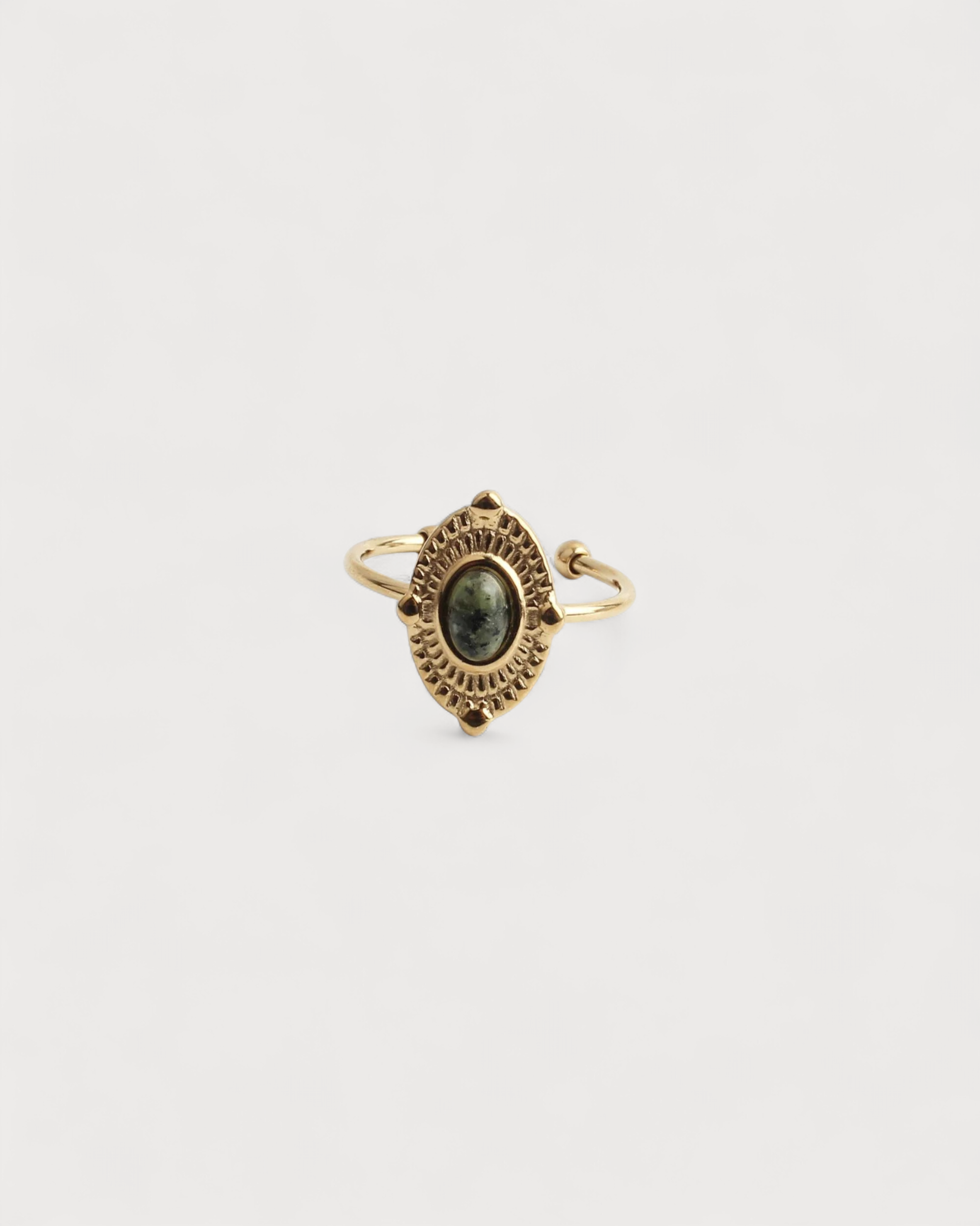 Livia - Ring - Naturstein - Edelstahl - Verstellbar
