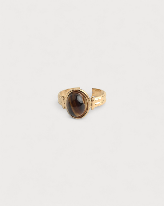 Megane - Ring - Naturstein - Edelstahl - Einstellbar