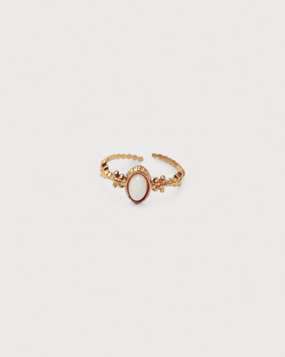 Lise - Ring - Naturstein -  Edelstahl - Verstellbar