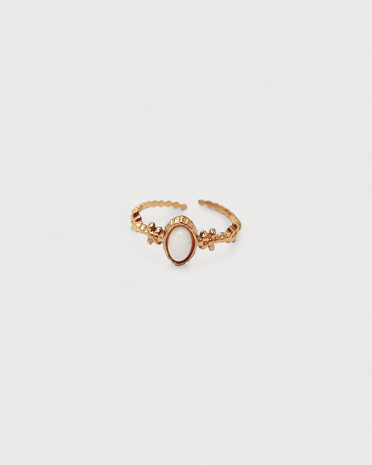 Lise - Ring - Naturstein -  Edelstahl - Verstellbar