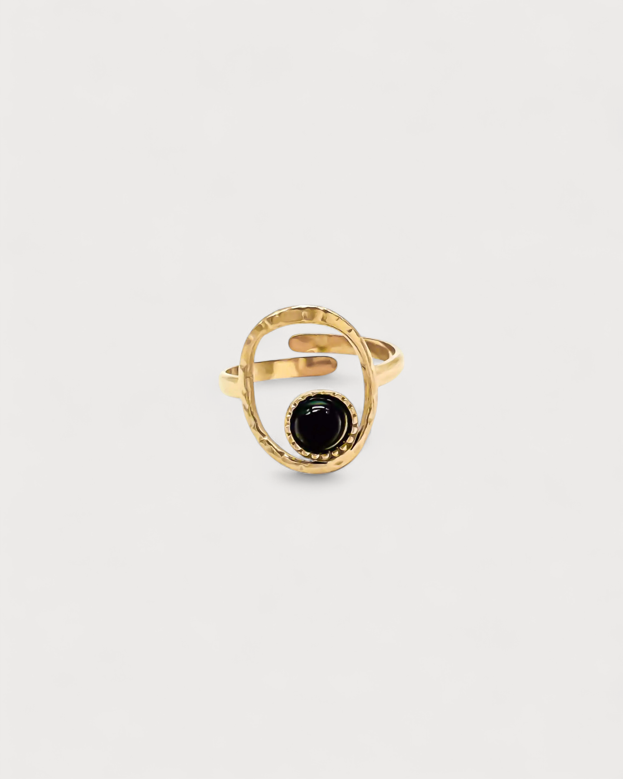 Lucia - Ring - Naturstein - Edelstahl - verstellbar