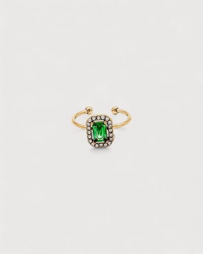 Quadratischer Strassstein - Ring - Gold - Einstellbar