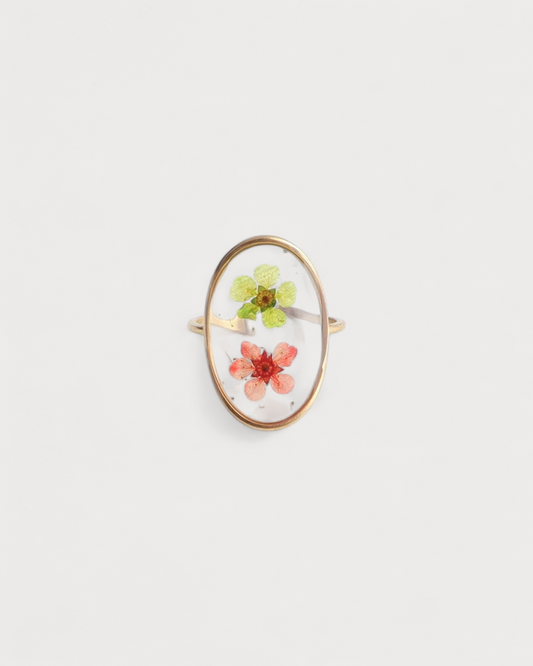 Getrocknete Blumen - Ring - Edelstahl - verstellbar