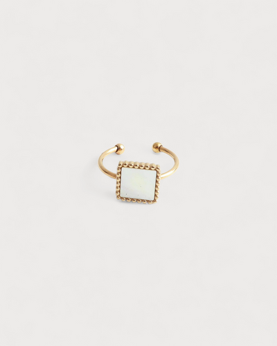 Square Shell - Ring - Naturstein - Edelstahl - verstellbar