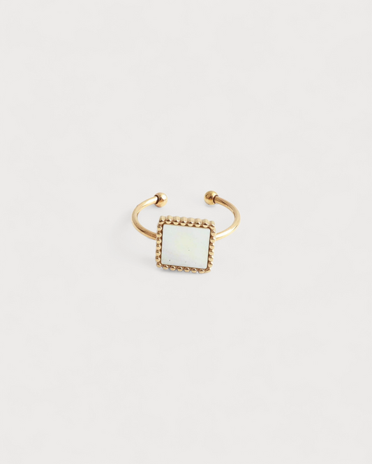 Square Shell - Ring - Naturstein - Edelstahl - verstellbar