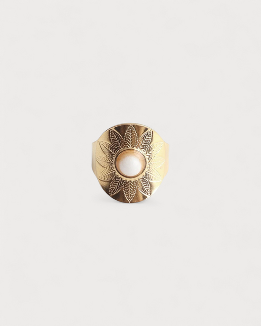Nanne - Ring - Naturstein - Edelstahl - Verstellbar