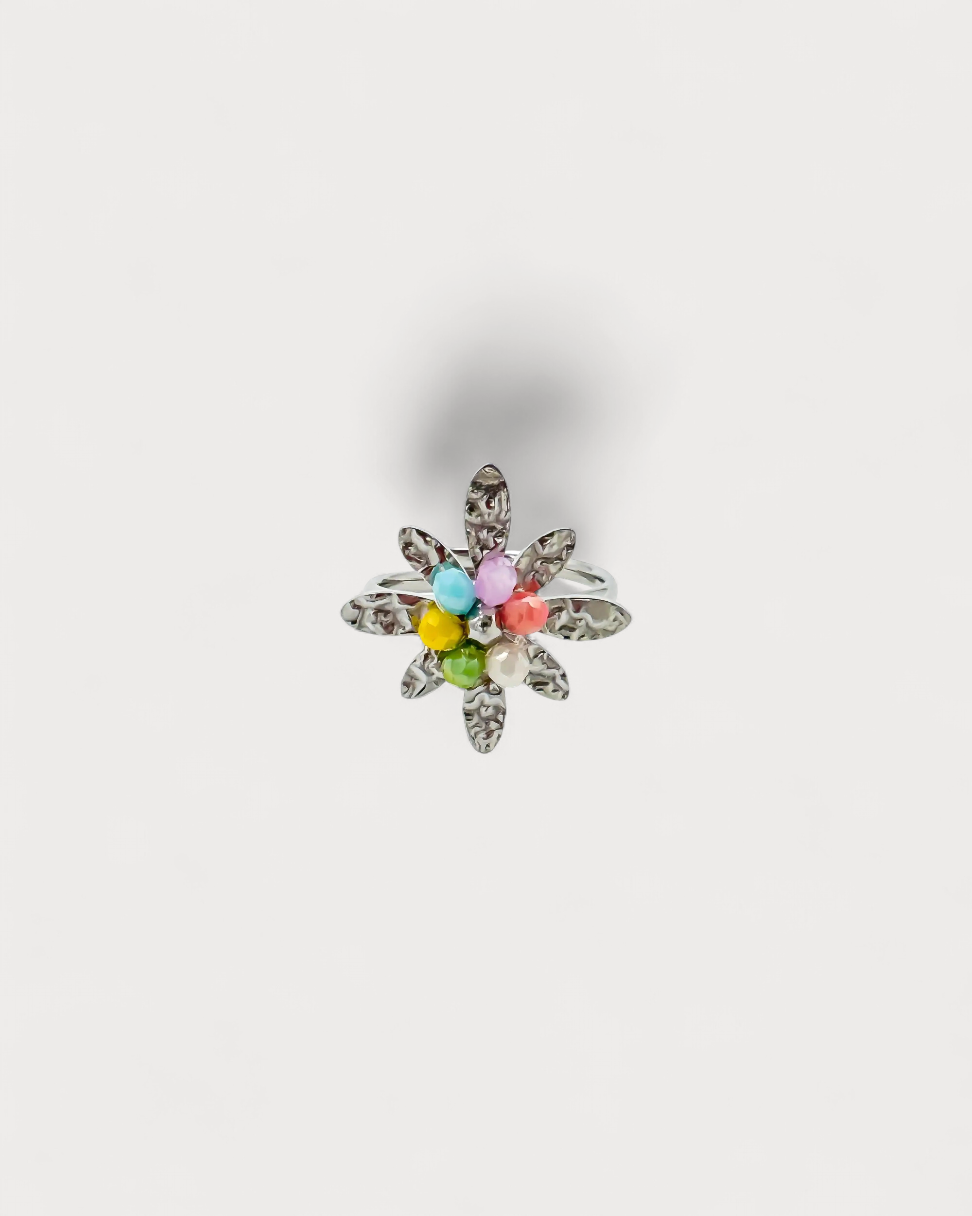 Bunte Blume - Ring - Edelstahl - verstellbar