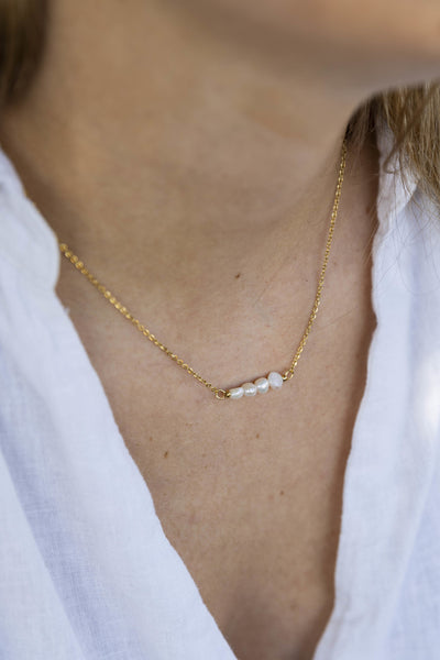 Freshwater Pearl Bar - Halskette - Edelstahl