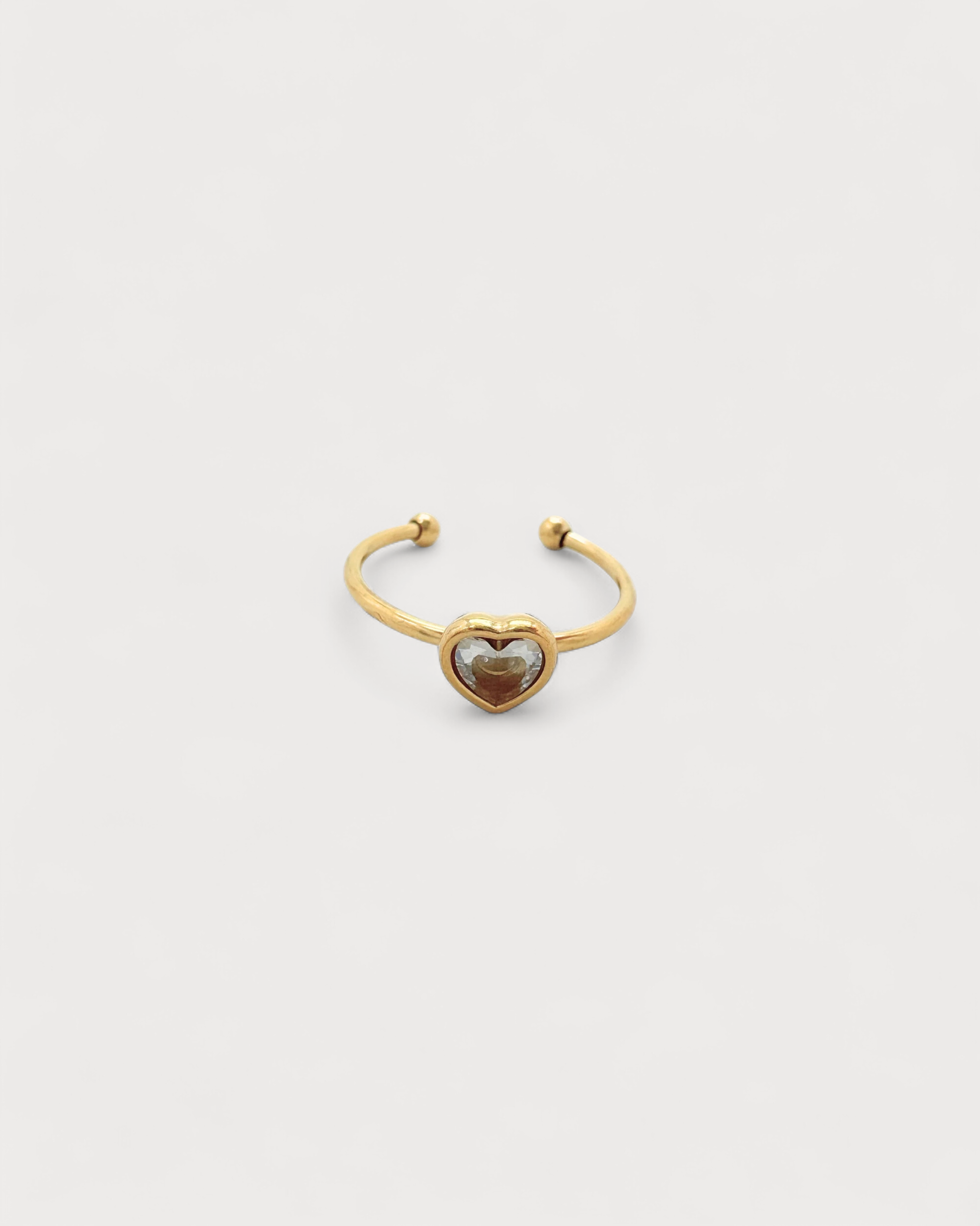 Zirkonia Herz - Ring - Edelstahl - verstellbar