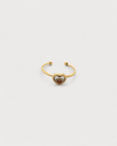 Zirkonia Herz - Ring - Edelstahl - verstellbar