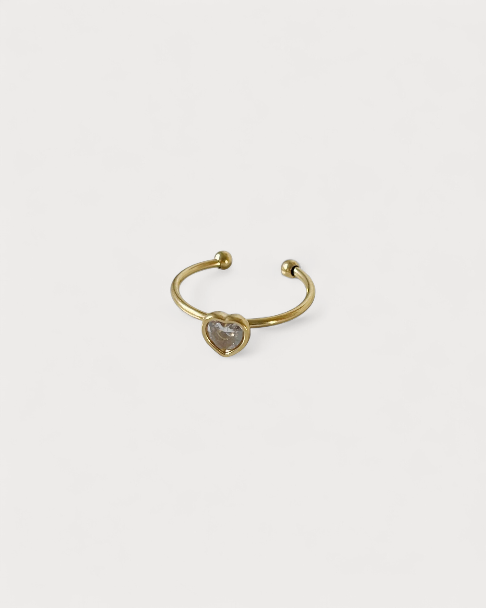 Zirkonia Herz - Ring - Edelstahl - verstellbar
