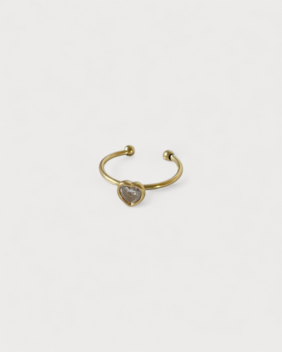 Zirkonia Herz - Ring - Edelstahl - verstellbar